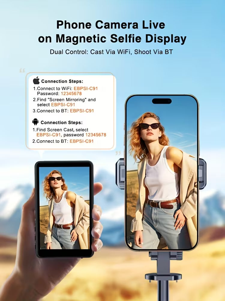 Selfie Vlog Screen for Smartphone – HD Magnetic Back Camera Monitor for iPhone & AndroidSelfie Vlog Screen for Smartphone