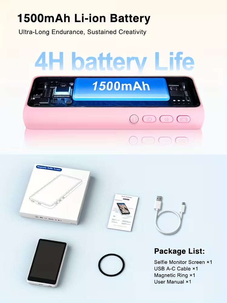 Selfie Vlog Screen for Smartphone – HD Magnetic Back Camera Monitor for iPhone & AndroidSelfie Vlog Screen for Smartphone